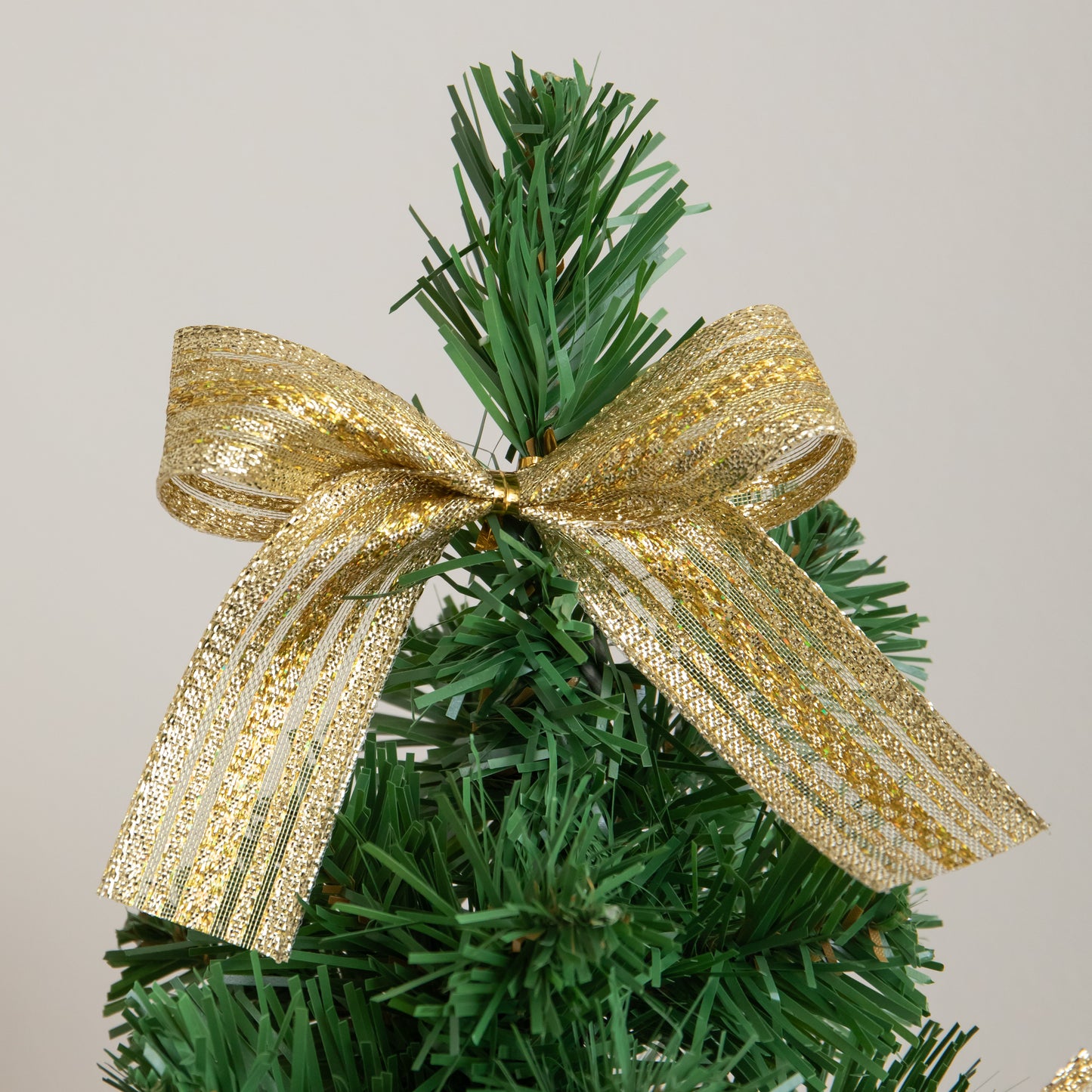 40cm Golden Fir Mini Christmas Tree with Gold Baubles, Ribbons & Poinsettias