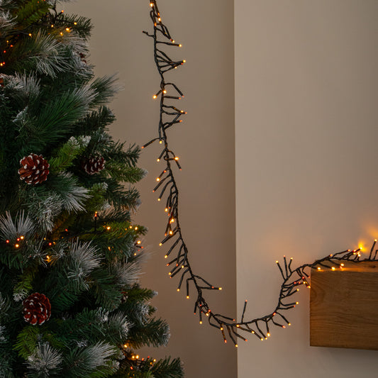 15m 1500 LED Cluster Christmas String Lights in Antique White & Red