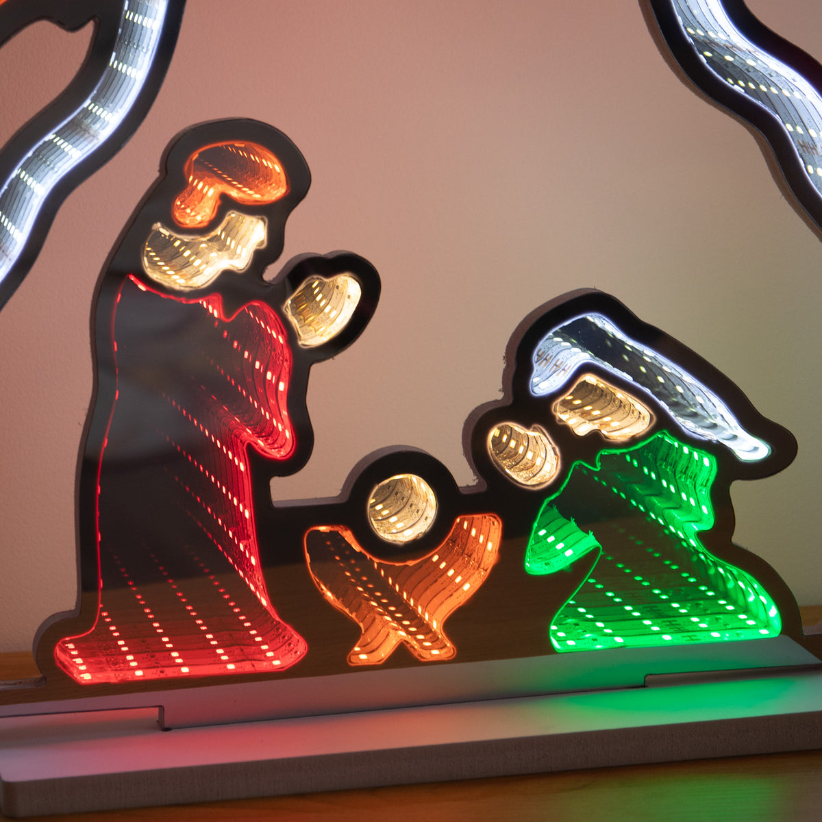 50cm Light up Christmas Nativity Scene Infinity Mirror with LEDs