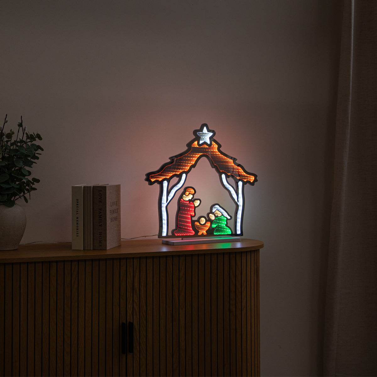 50cm Light up Christmas Nativity Scene Infinity Mirror with LEDs