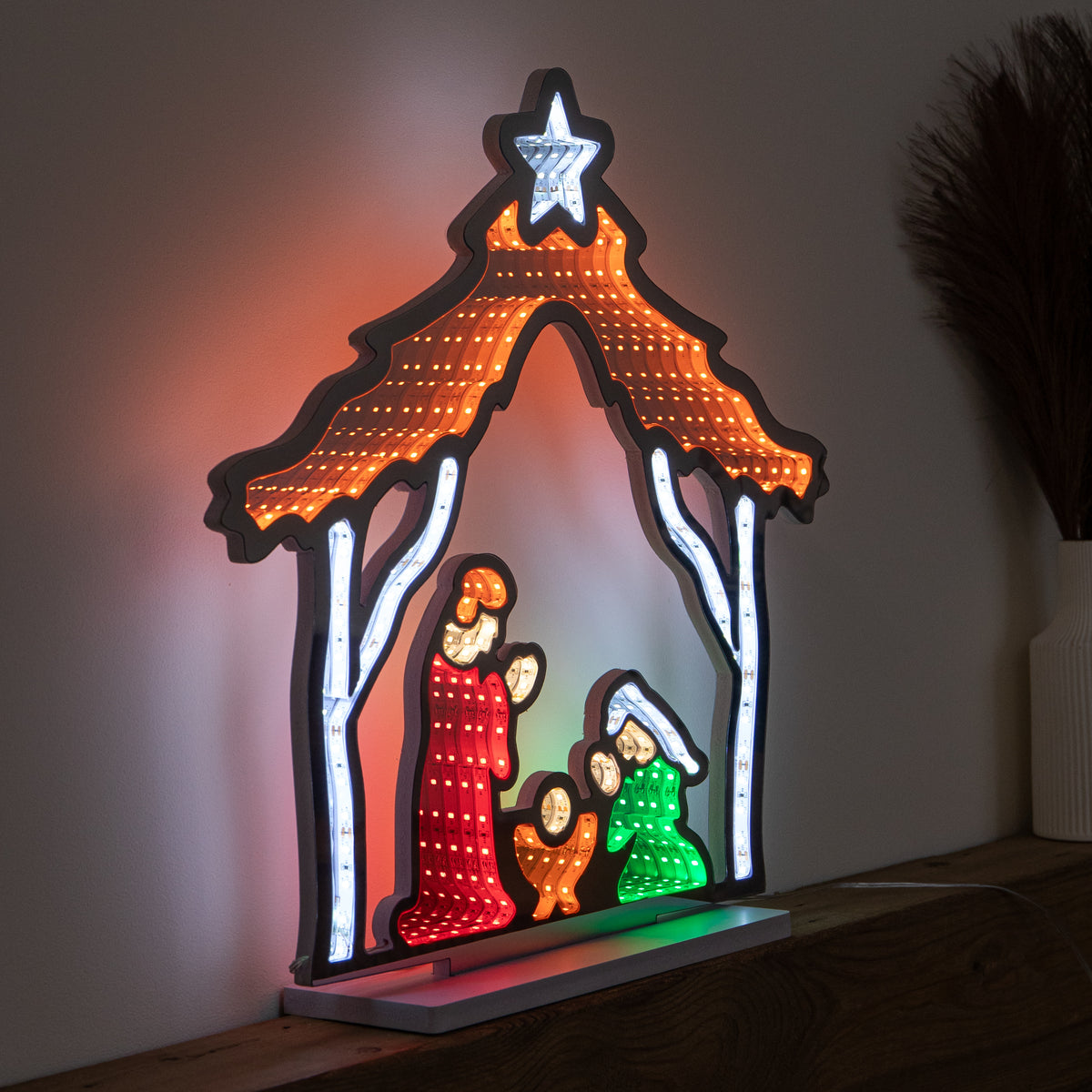 50cm Light up Christmas Nativity Scene Infinity Mirror with LEDs