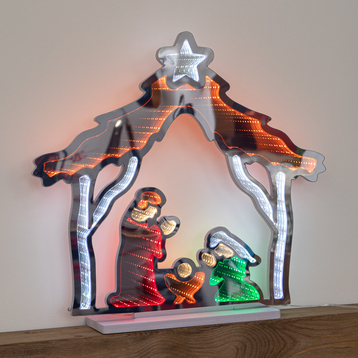 50cm Light up Christmas Nativity Scene Infinity Mirror with LEDs