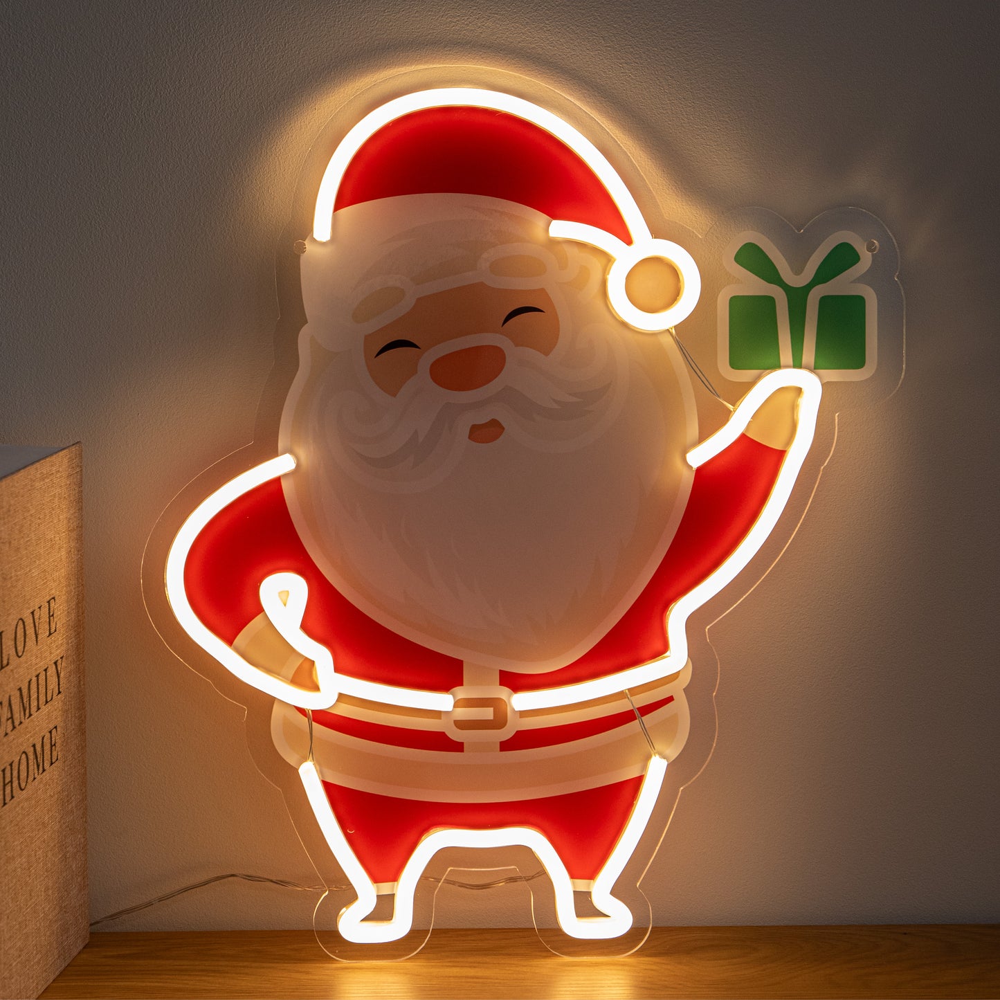 40cm Santa Christmas Neon Light with Warm White LEDs & USB Cable