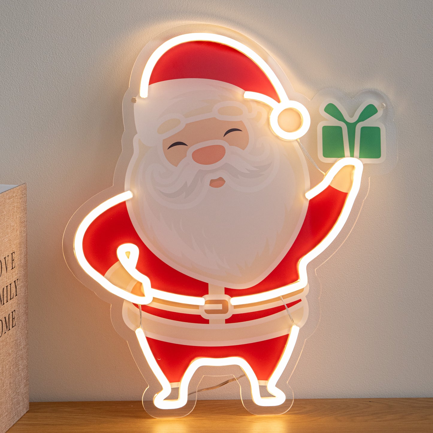 40cm Santa Christmas Neon Light with Warm White LEDs & USB Cable