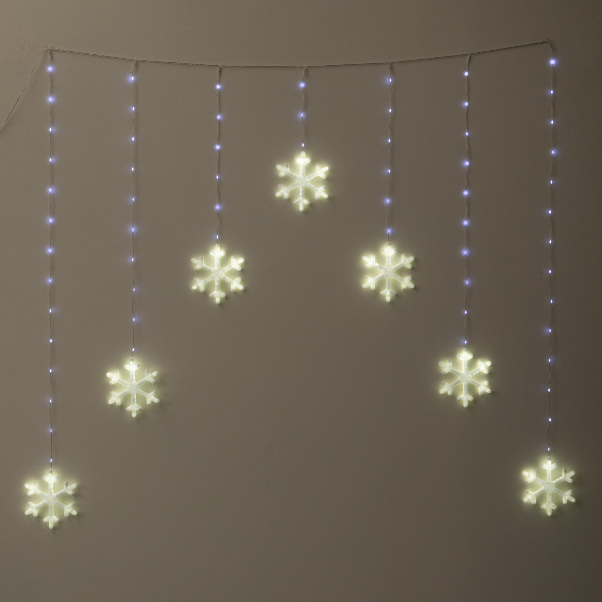 1.2 x 1.2m Neon Snowflake Curtain Christmas Lights with 588 White LEDs