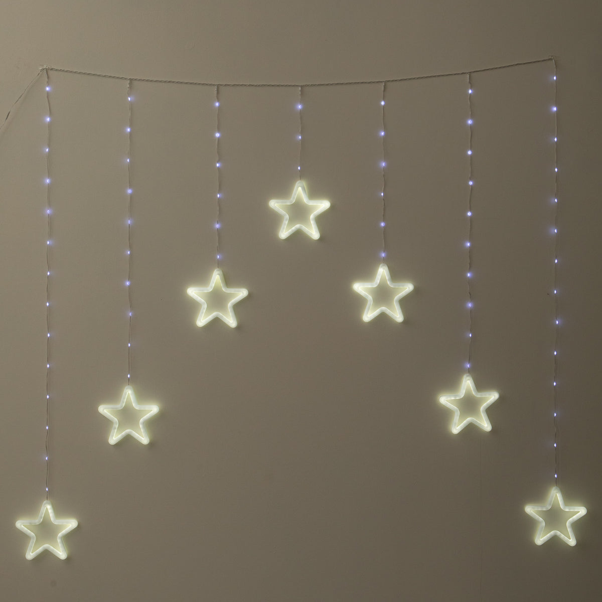 1.2 x 1.2m Neon Star Curtain Christmas Lights with 427 White LEDs