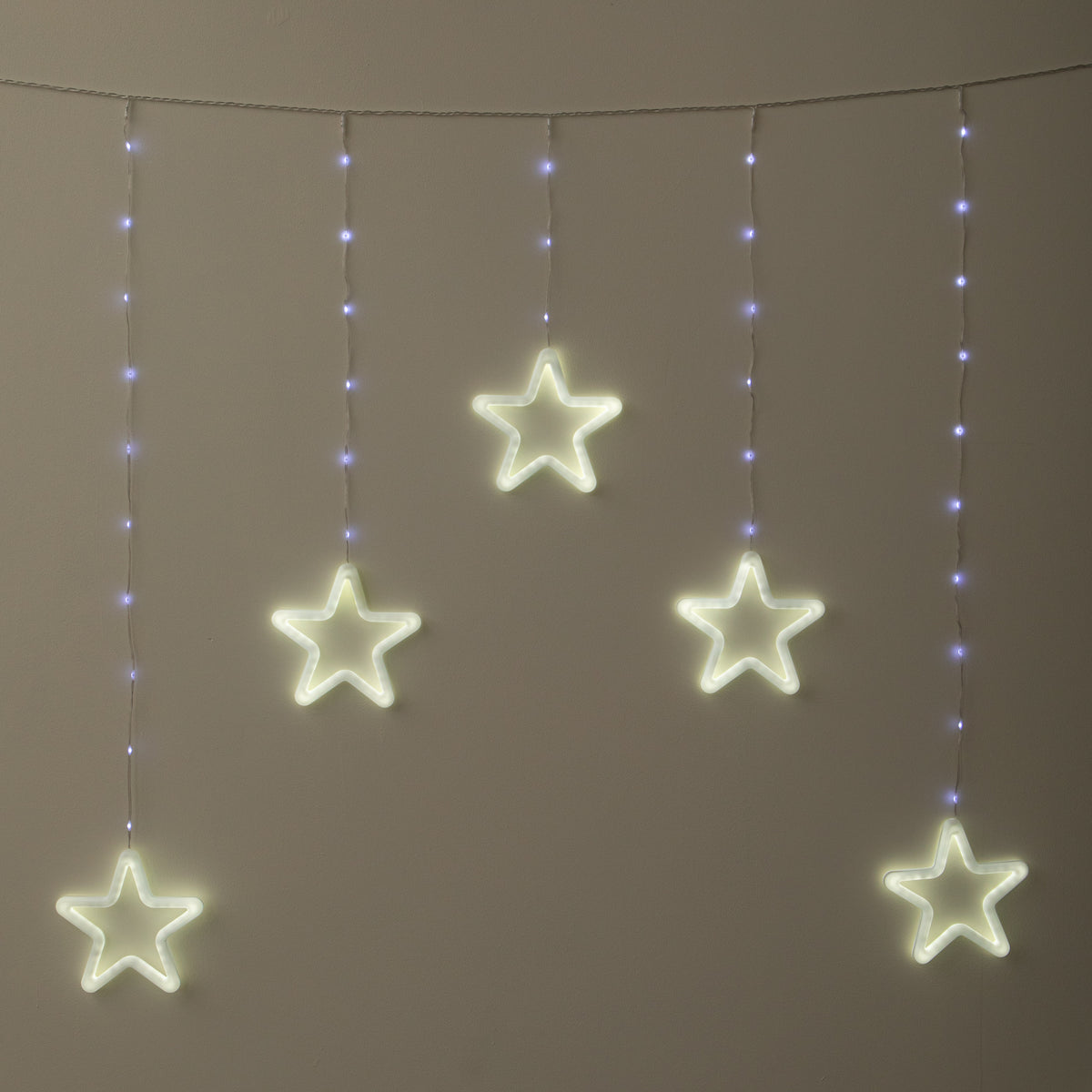 1.2 x 1.2m Neon Star Curtain Christmas Lights with 427 White LEDs
