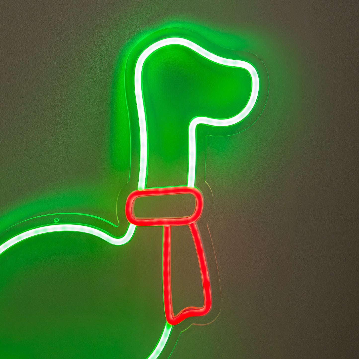 43cm Light up Green & Red Neon Dinosaur Christmas Light with Scarf & Stand