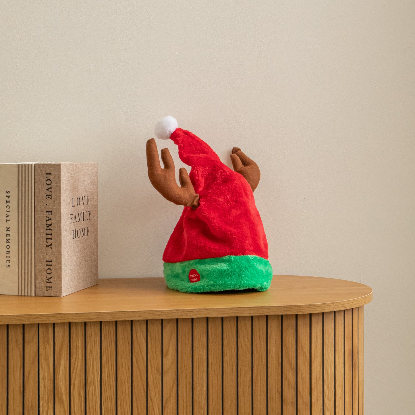 50cm Battery Powered Dancing Santa Hat with Antlers & Festive Music