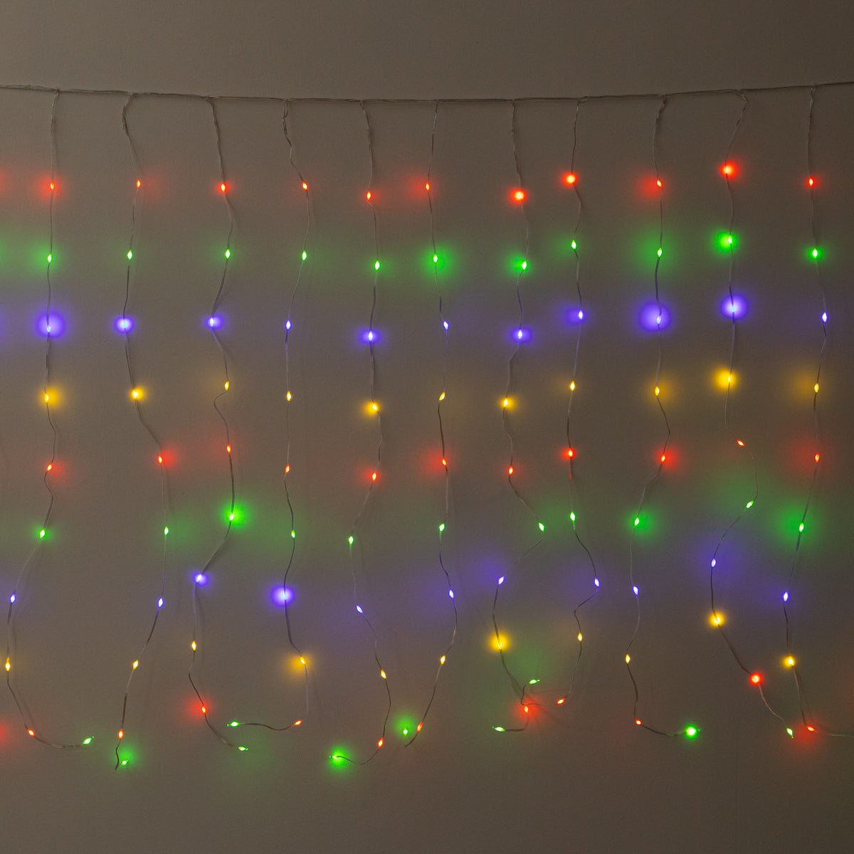 1m x 2m TwoTone Warm White & Multi-Coloured Curtain Net with 200 LEDs