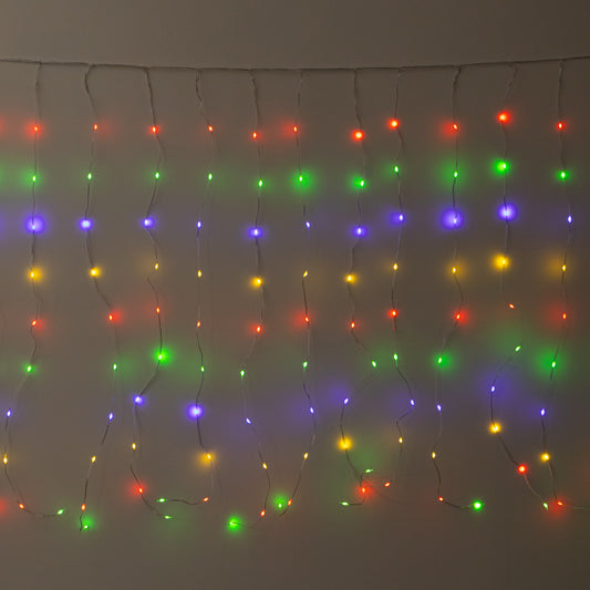 1m x 2m TwoTone Warm White & Multi-Coloured Curtain Net with 200 LEDs