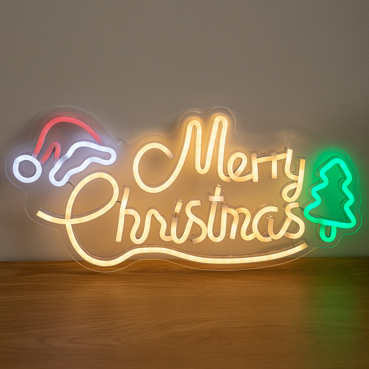 43cm Multicoloured Neon Merry Christmas LED Sign with USB Cable
