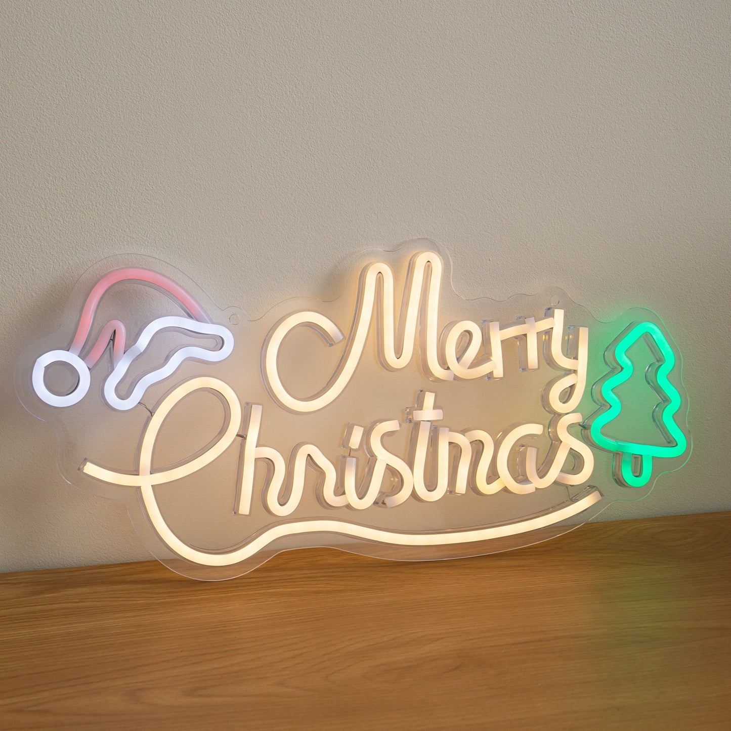43cm Multicoloured Neon Merry Christmas LED Sign with USB Cable