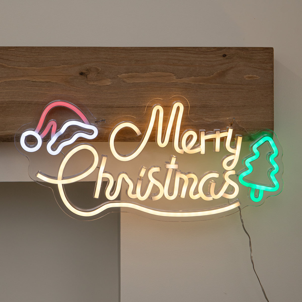 43cm Multicoloured Neon Merry Christmas LED Sign with USB Cable