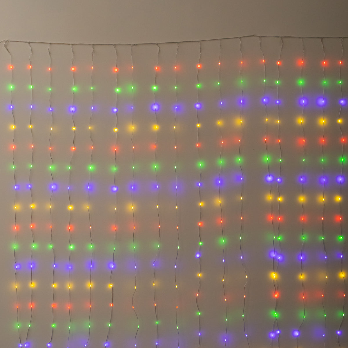2m x 2m TwoTone Warm White & Multi-Coloured Curtain Net with 400 LEDs