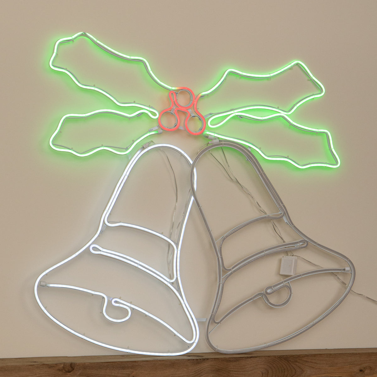 74cm x 78cm Light Up Christmas Bells Neon Decoration with LEDs