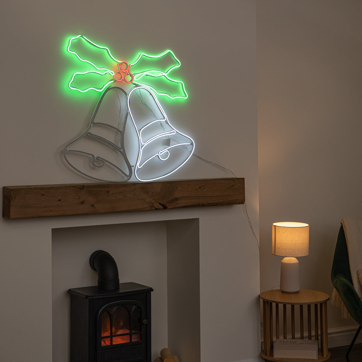 74cm x 78cm Light Up Christmas Bells Neon Decoration with LEDs