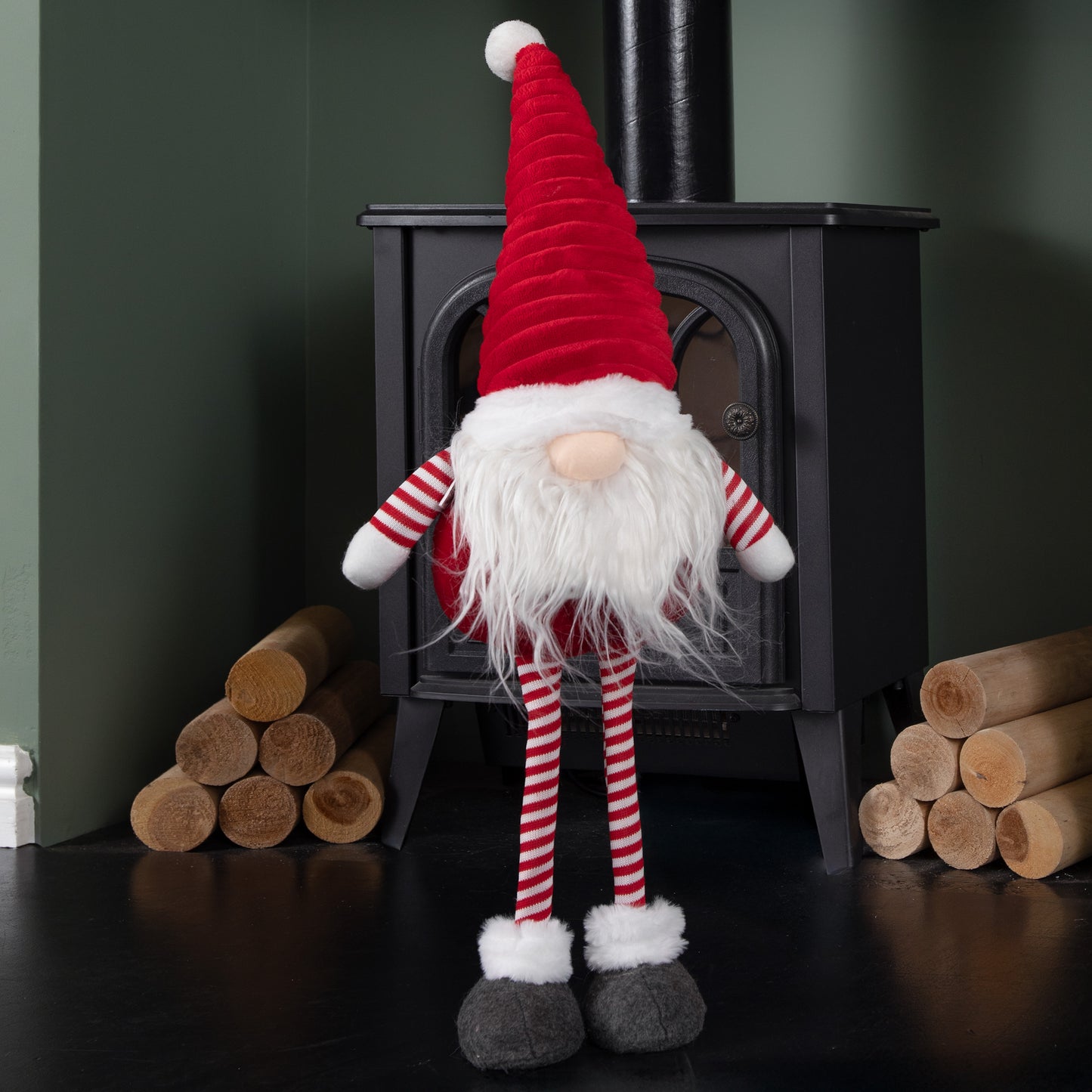 67cm Standing Plush Christmas Gonk with Grooved Hat in Red