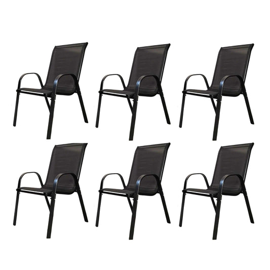 Set of 6 Outdoor Garden Patio Textilene Furniture Chairs in Black