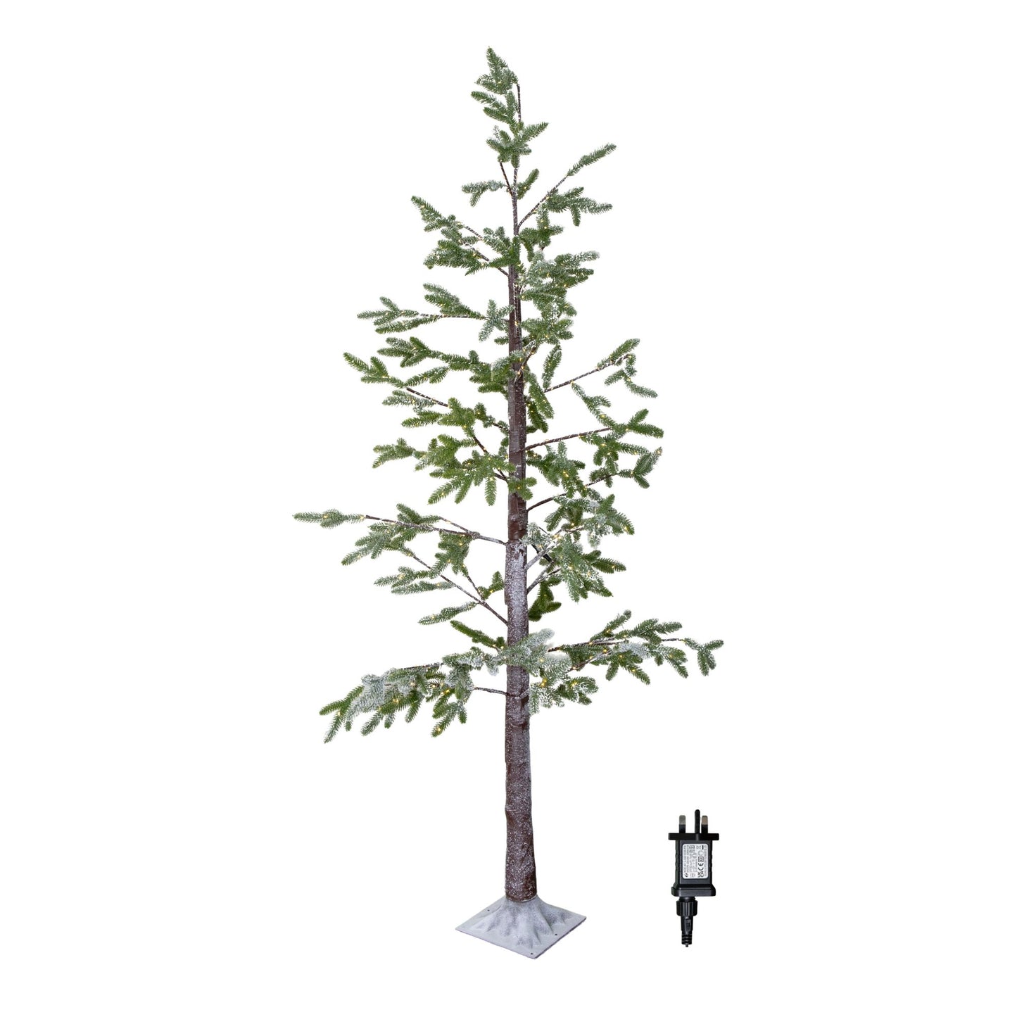 8ft (2.40m) Tall Light up Christmas Snow Tree with 412 Warm White LEDs