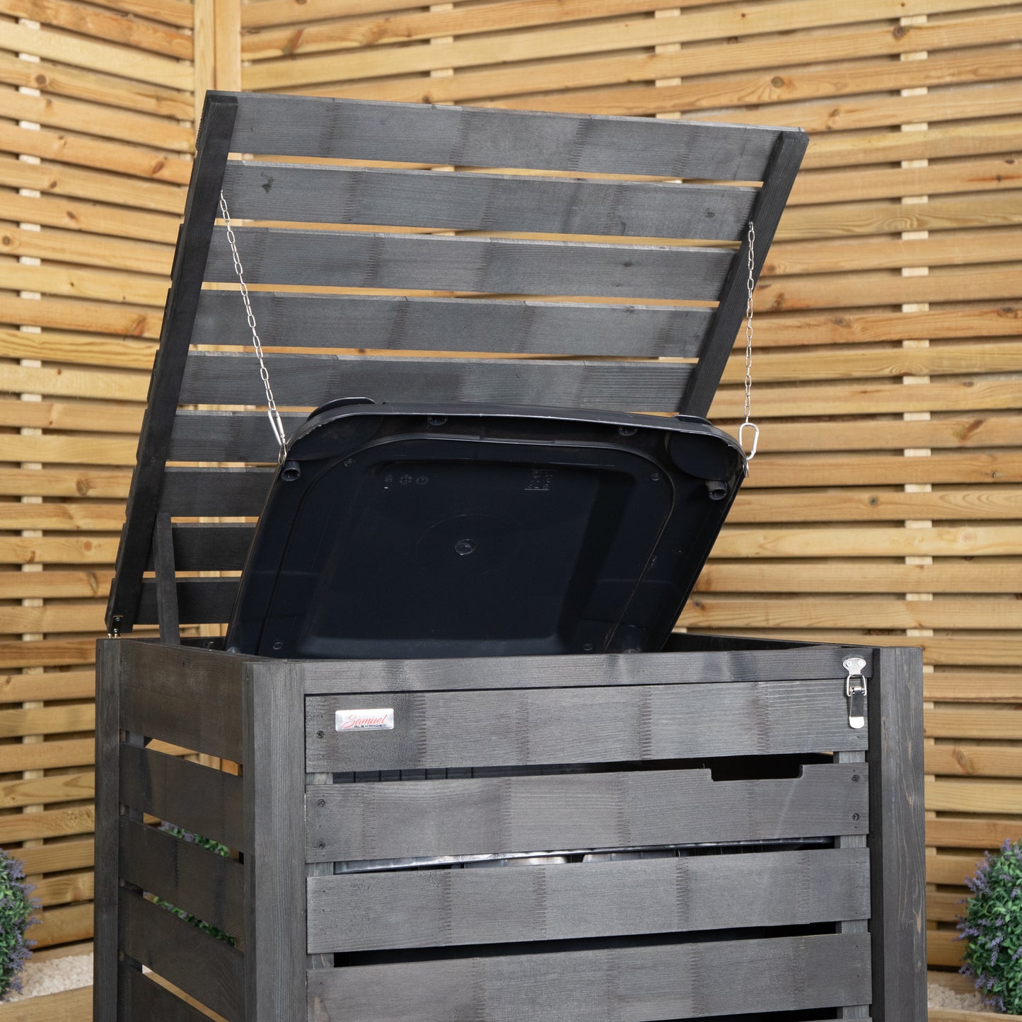 81cm x 1.16m Outdoor Wooden Garden Wheelie Bin Store Storage for 1 Bin in Anthracite
