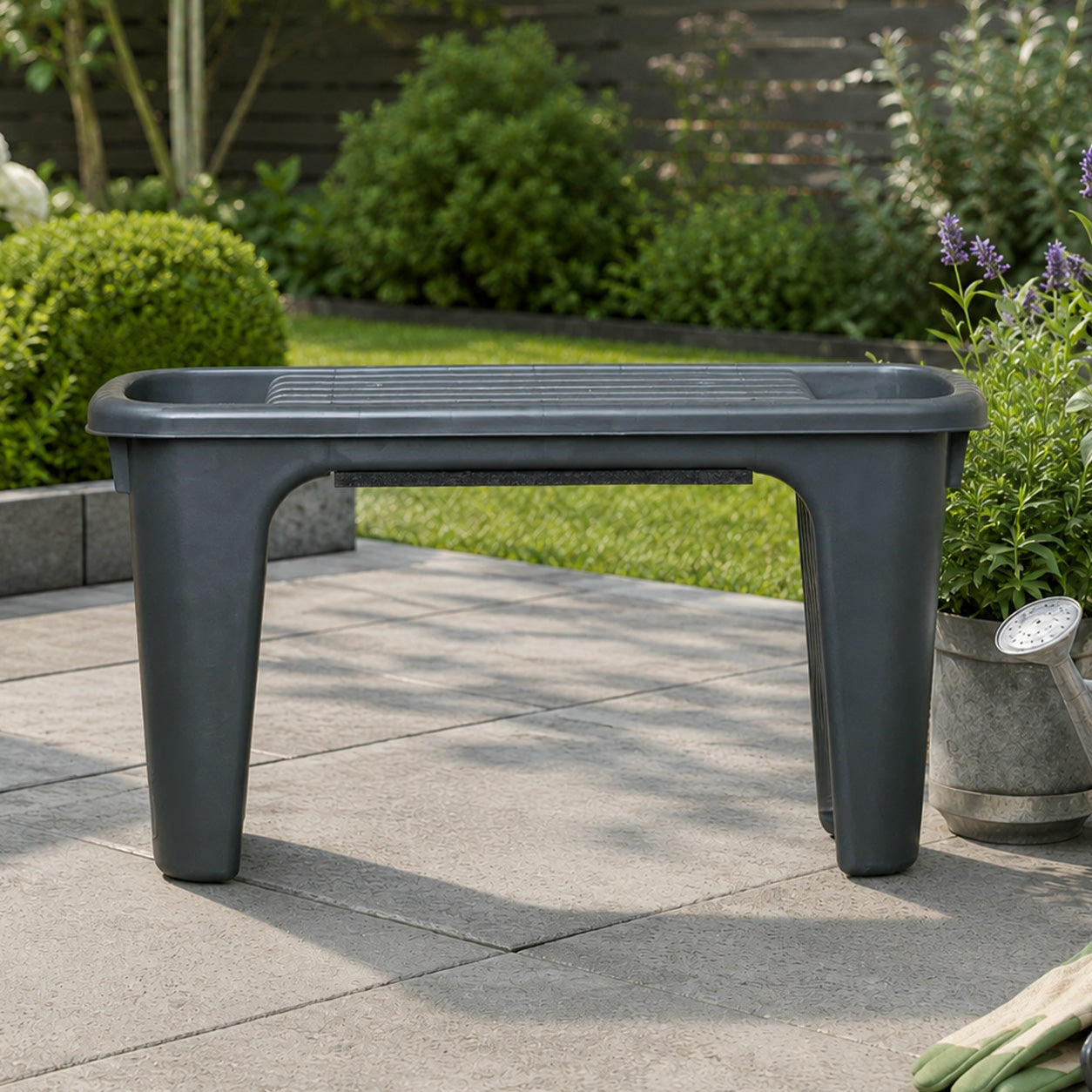 2 in 1 Grey Plastic Garden Kneeler and Stool with Storage Area