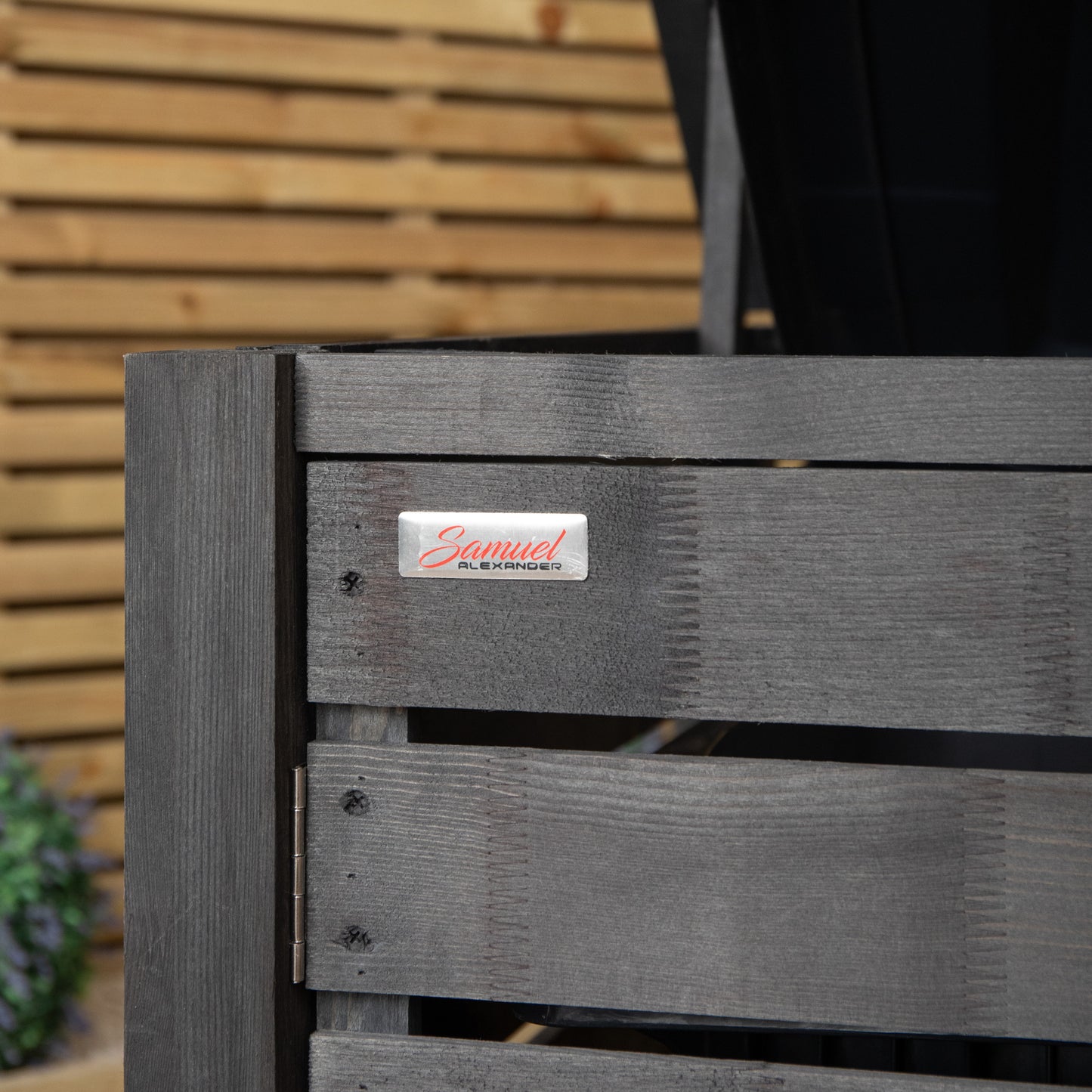 2.15m x 1.16m Outdoor Wooden Garden Triple Wheelie Bin Store Storage for 3 Bins in Dark Grey