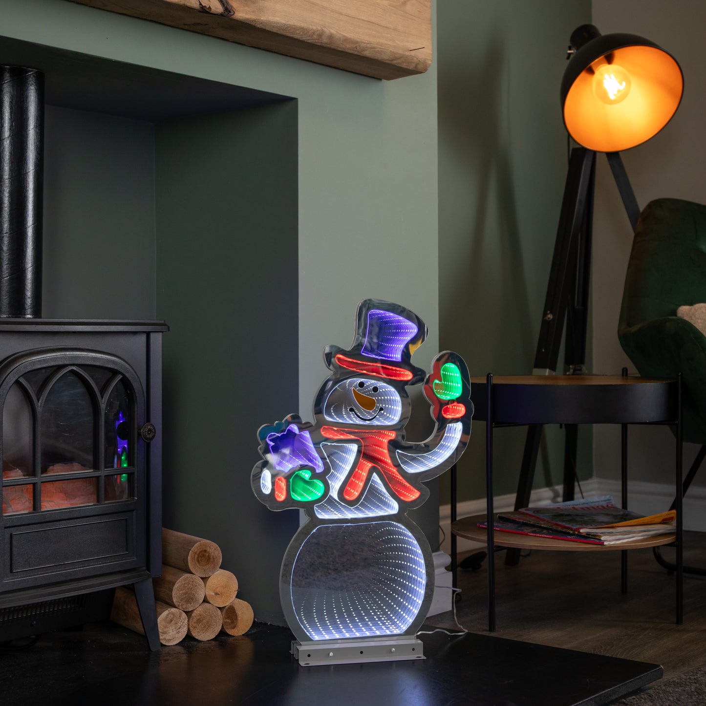 56cm LED Infinity Light Snowman Waving