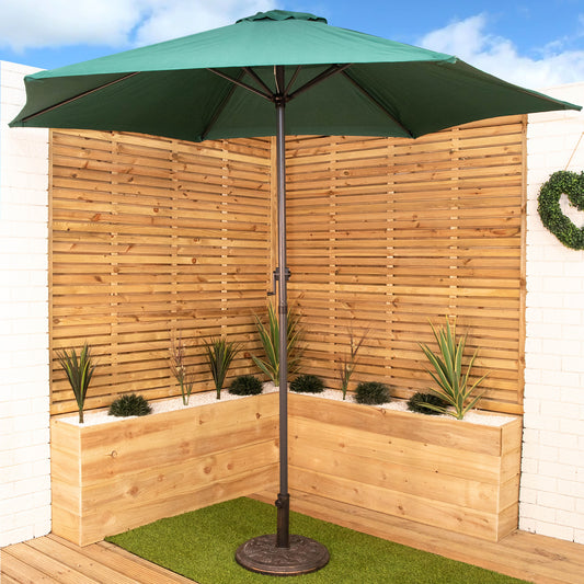2.7m Aluminium Garden Patio Sun Shade Parasol with Crank Handle in Green 2043