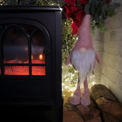 42cm Christmas Standing Gonk Decoration with Pink Tinsel Hat