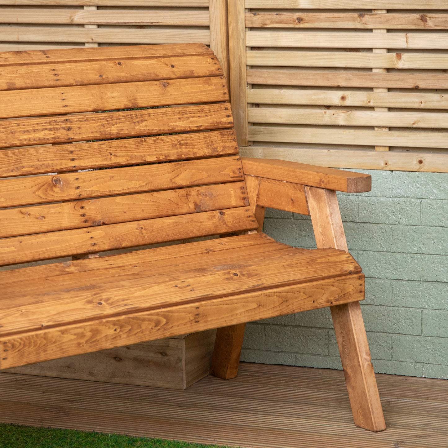 3 Seater Chunky Rustic Wooden Furniture Set with Straight Tray