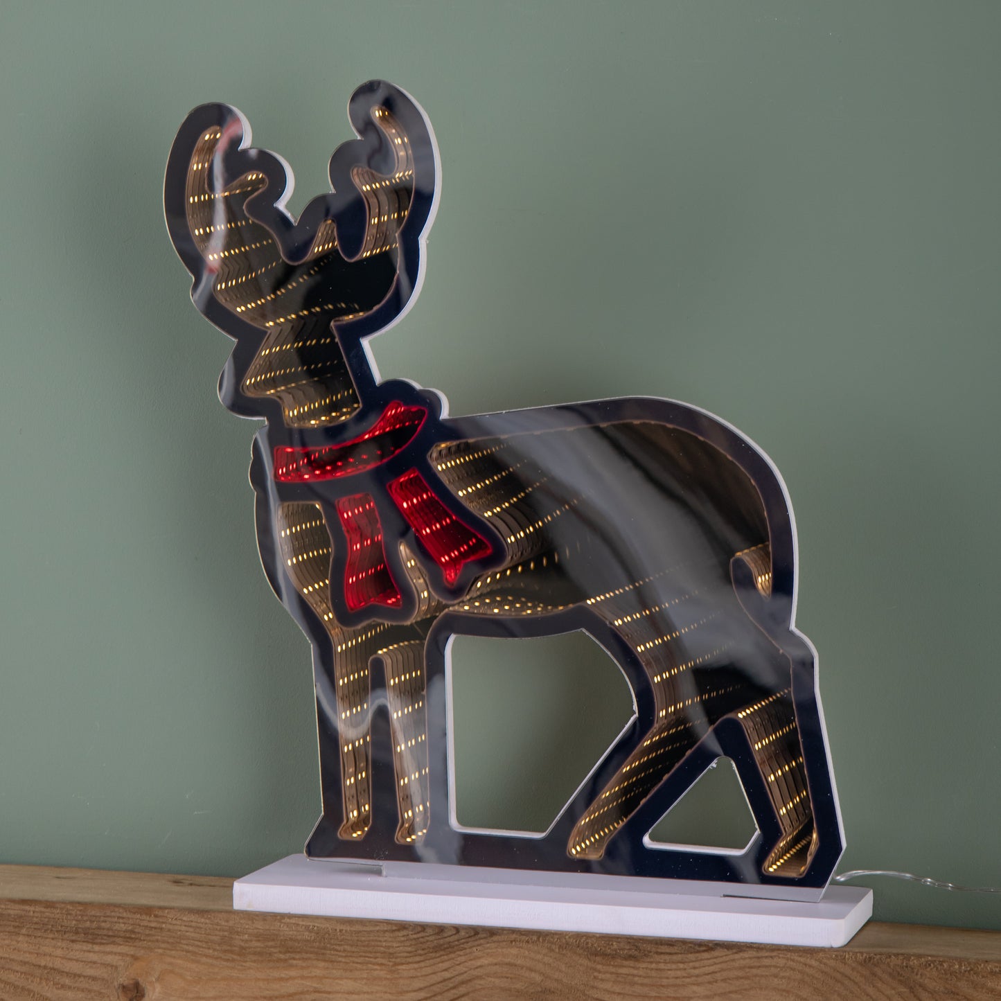 40cm Light up Reindeer Christmas Infinity Light with Red and Warm White LEDs