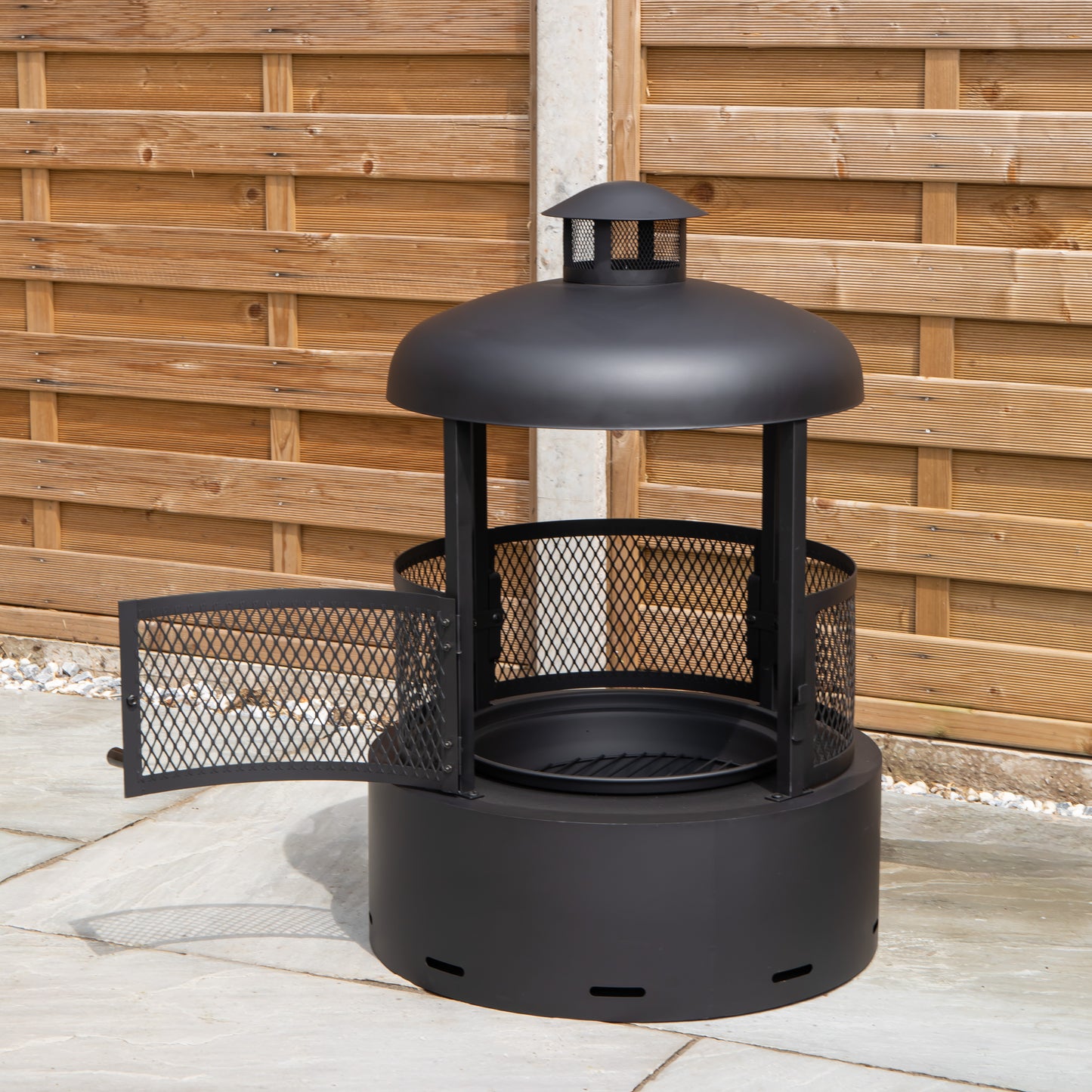 80cm Black Steel Firedancer Chiminea Fire Pit with Fire Poker