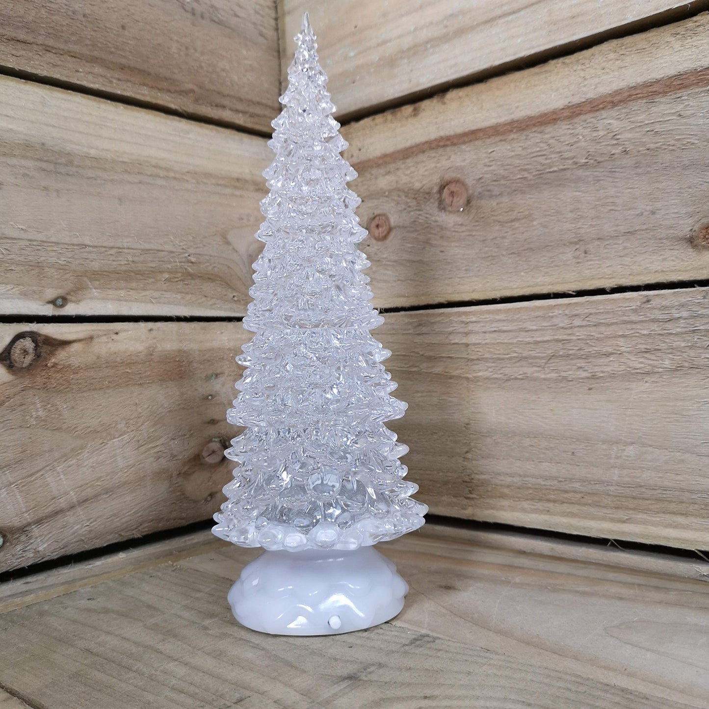 Factory Seconds: 32cm Dual Power LED Christmas Glitter Water Spinner Colour Changing Tree