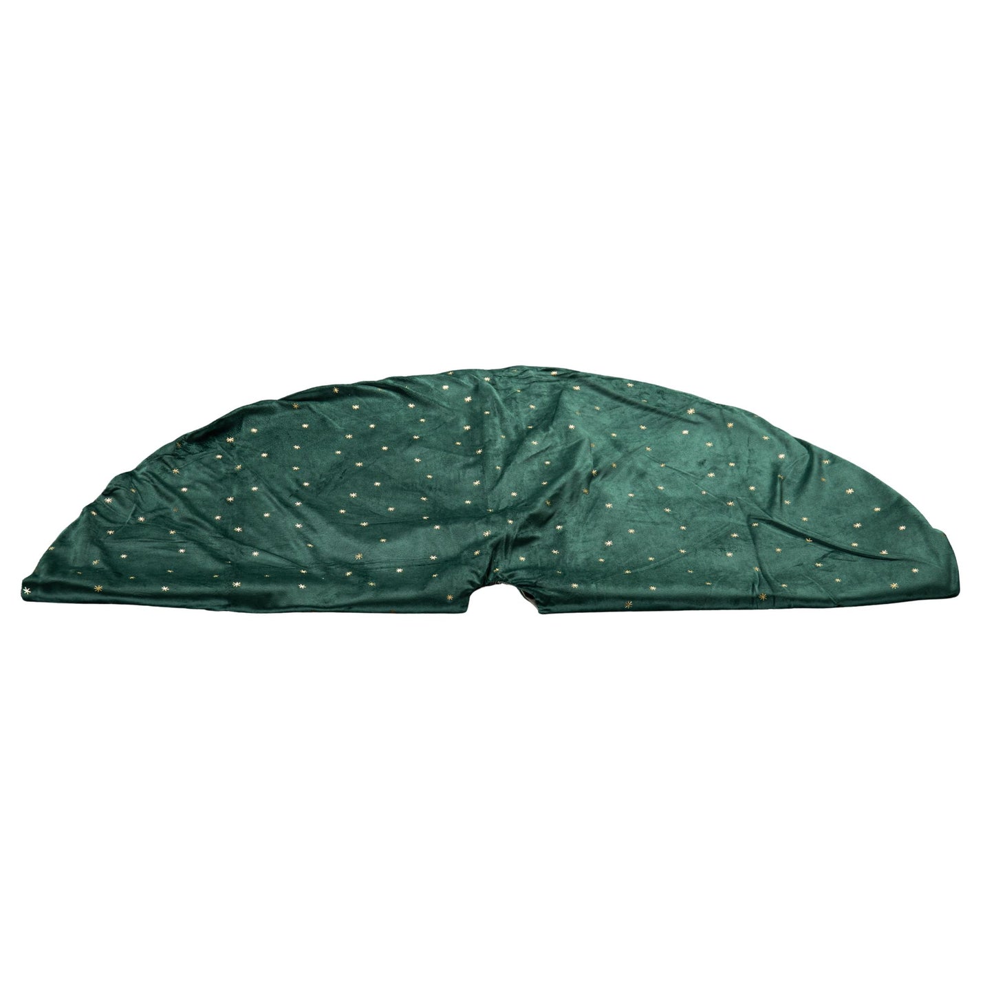 1.2m Soft Dark Green Velour Christmas Tree Skirt with Gold Star Print