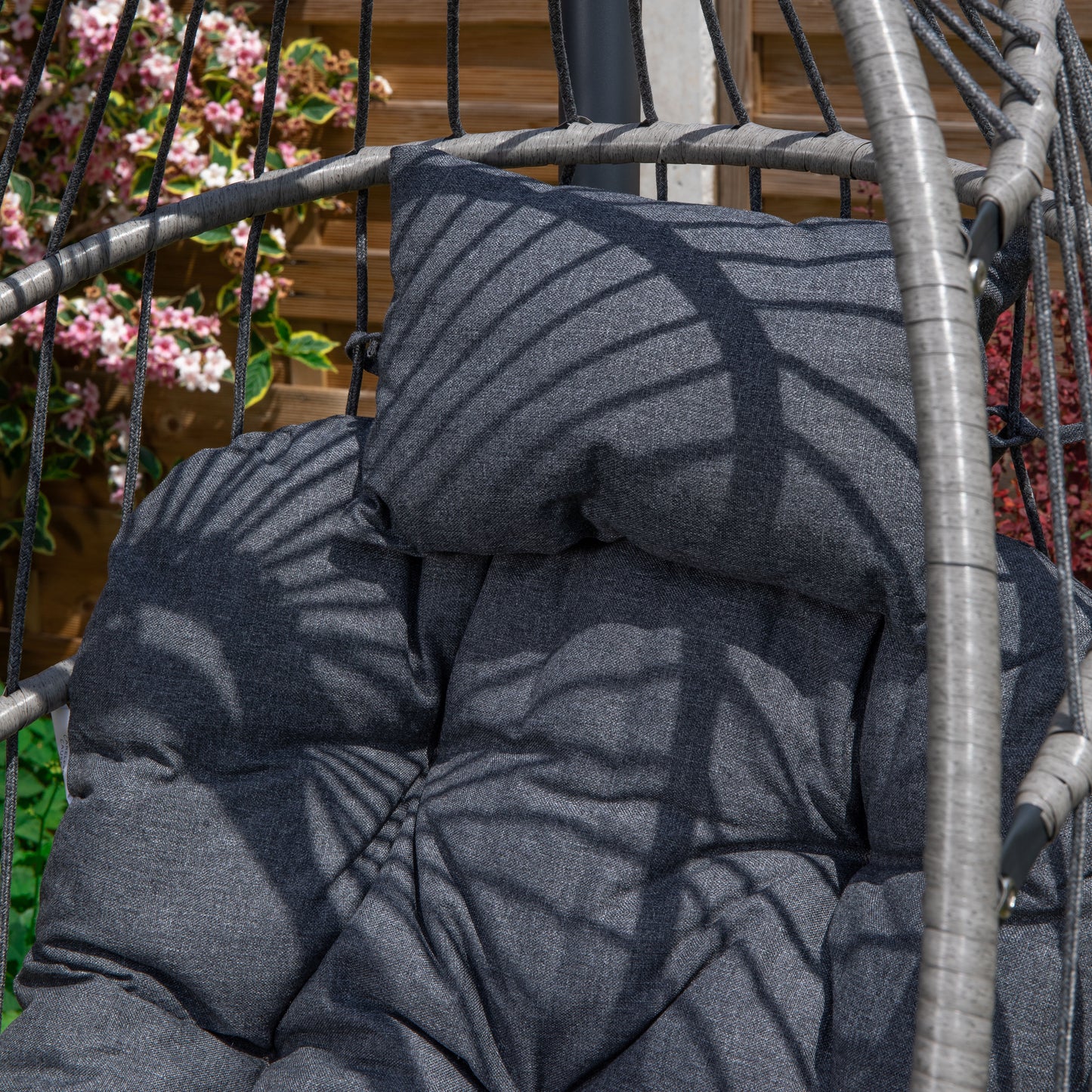 Grey Hanging Egg Chair With Stand & Waterproof Cover