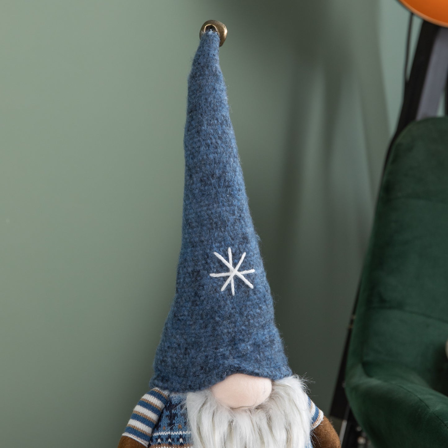 48cm Tall Christmas Gnome Gonk Nordic Decoration Blue Body Hat Bell Dangly Legs