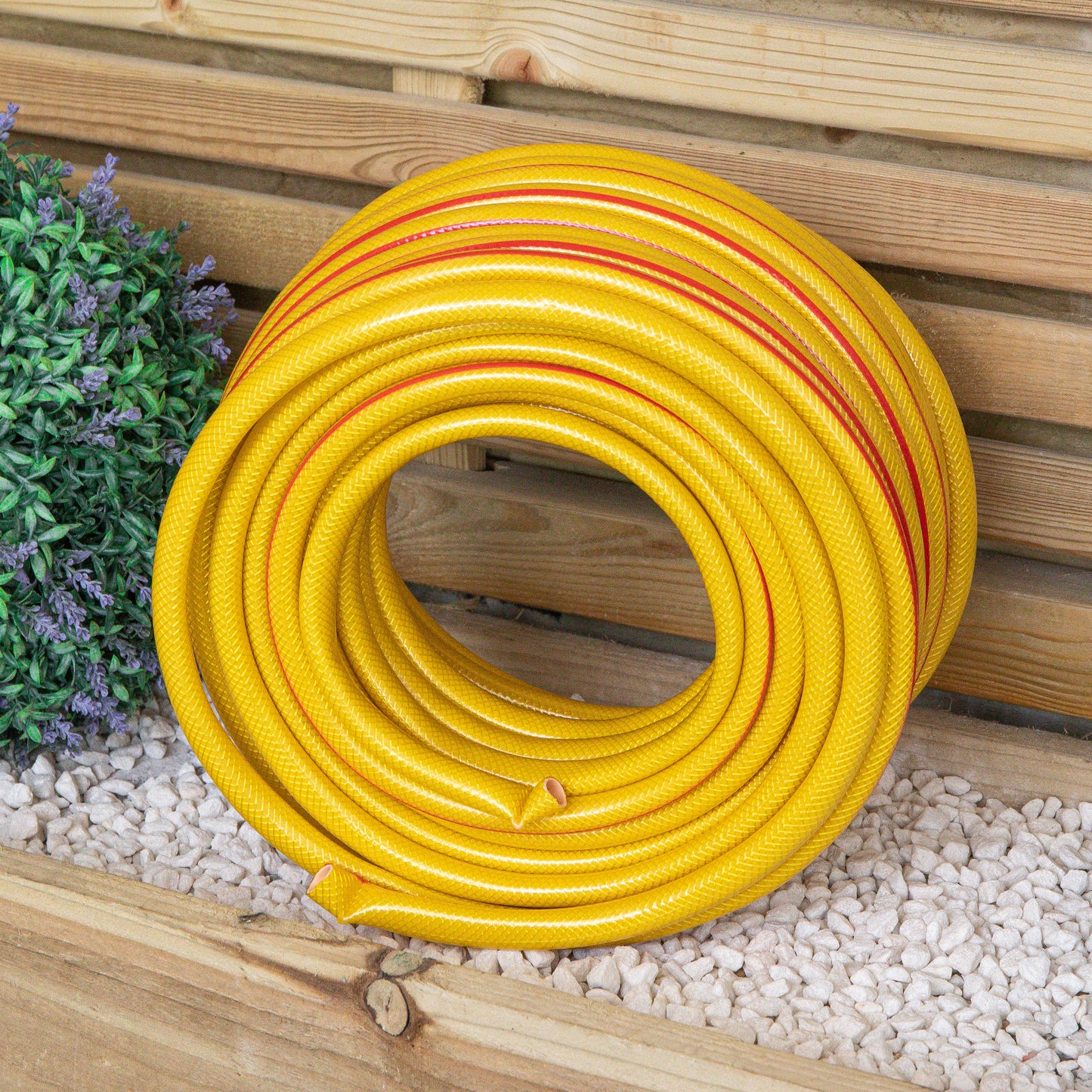 30m Yellow Reinforced Kink Resistant Garden Hose Pipe with Spray Gun Set
