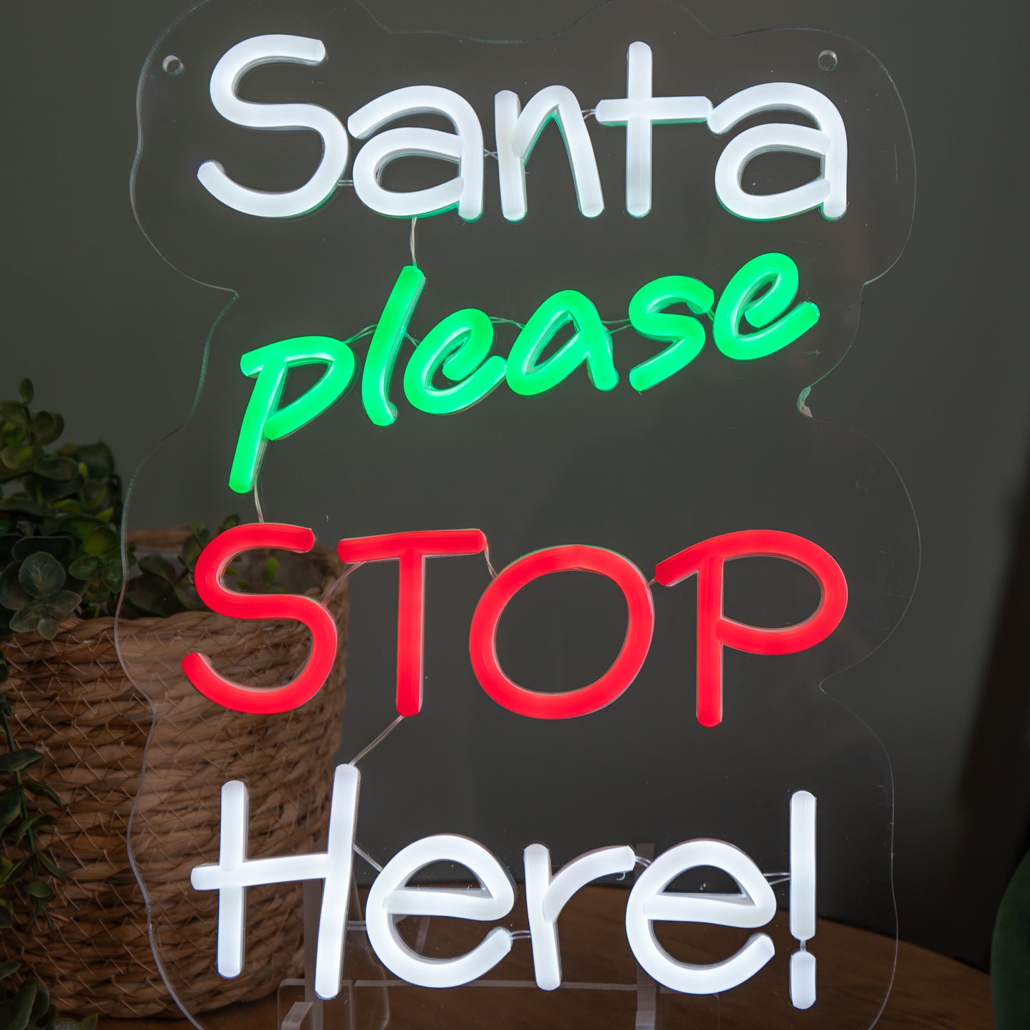 35cm Light up Santa Please Stop Here Neon Christmas Sign 