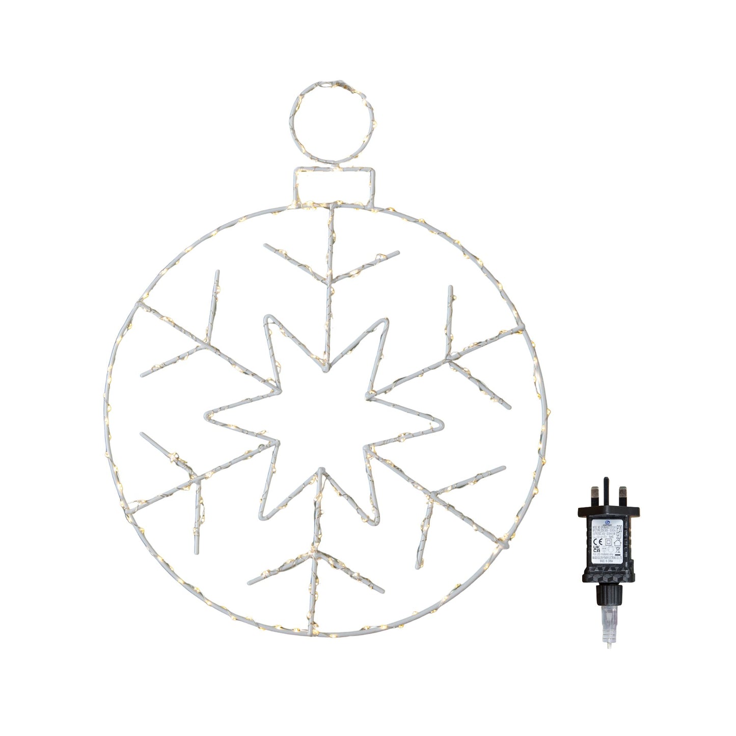 48cm x 38cm Light up Hanging Christmas Snowflake Bauble with 250 Warm White LEDs