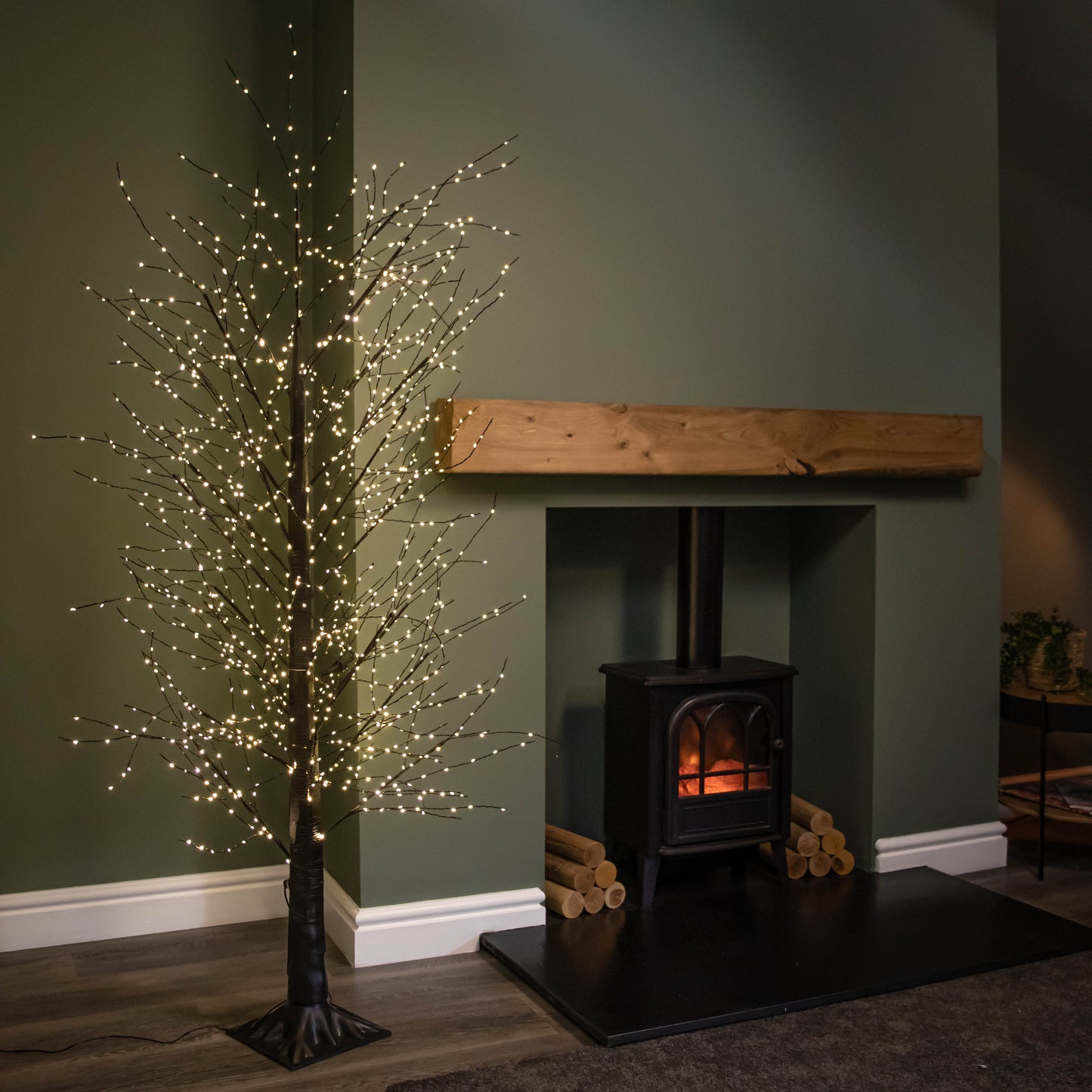 Factory Seconds: 6ft (1.8m) Light up Black Micro Dot Christmas Tree with 1300 Static & Twinkling Warm White LEDs