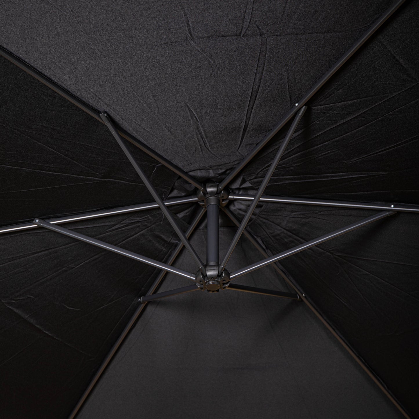 Factory Seconds 3m Cantilever Parasol in Black with Crank Handle for Patio Garden Banana Parasol with UV Protection Outdoor Umbrella Sun Shades for Garden