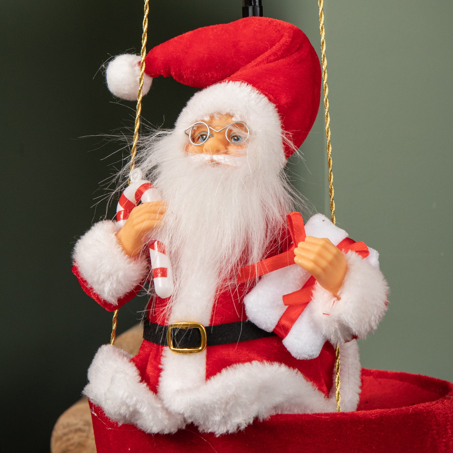 1m Tall Plush Santa Christmas Hot Air Balloon with Extension Pole Hanging or Table Decoration