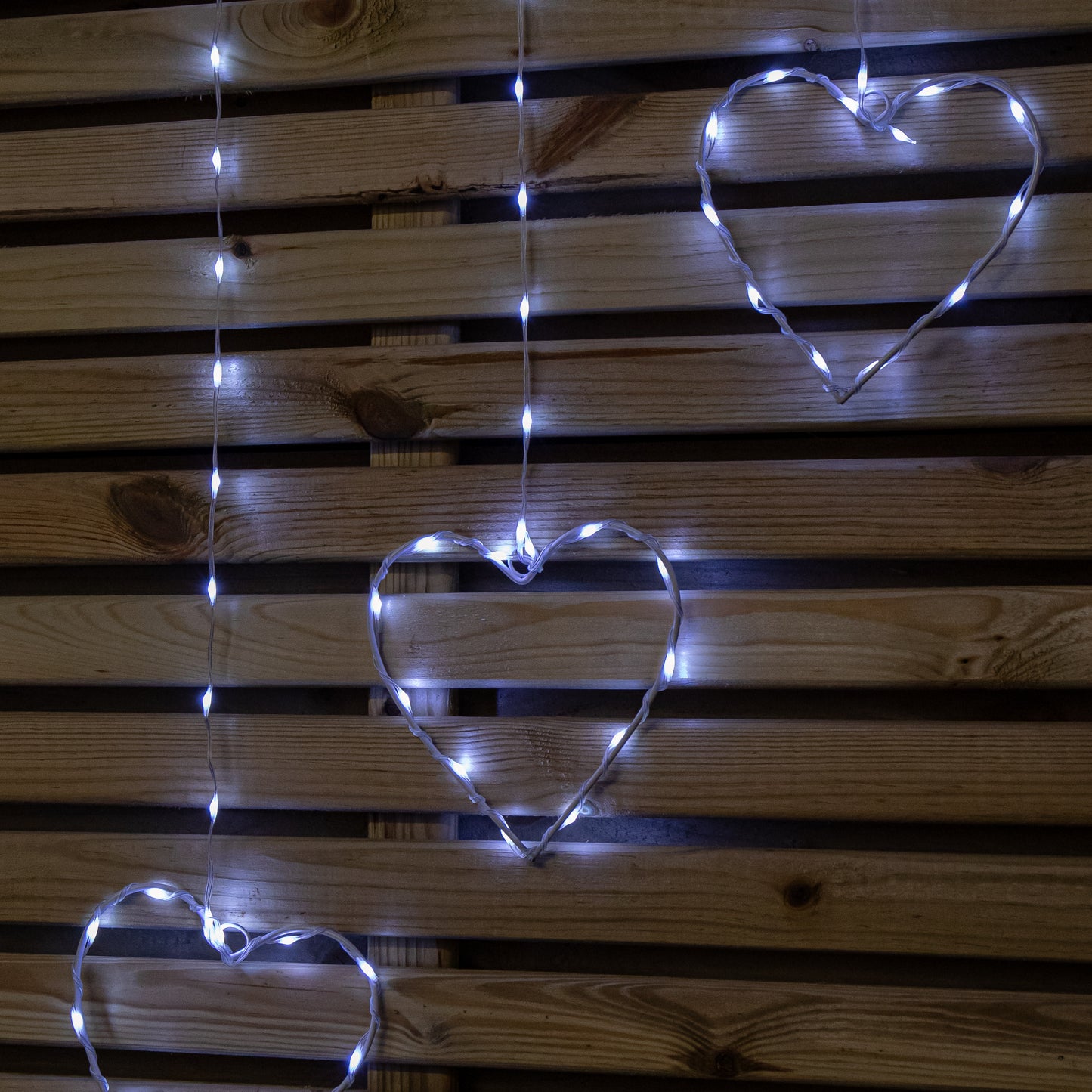 1.2 x 1.2m Light up Christmas Heart Curtain Lights with 229 Cool White LEDs