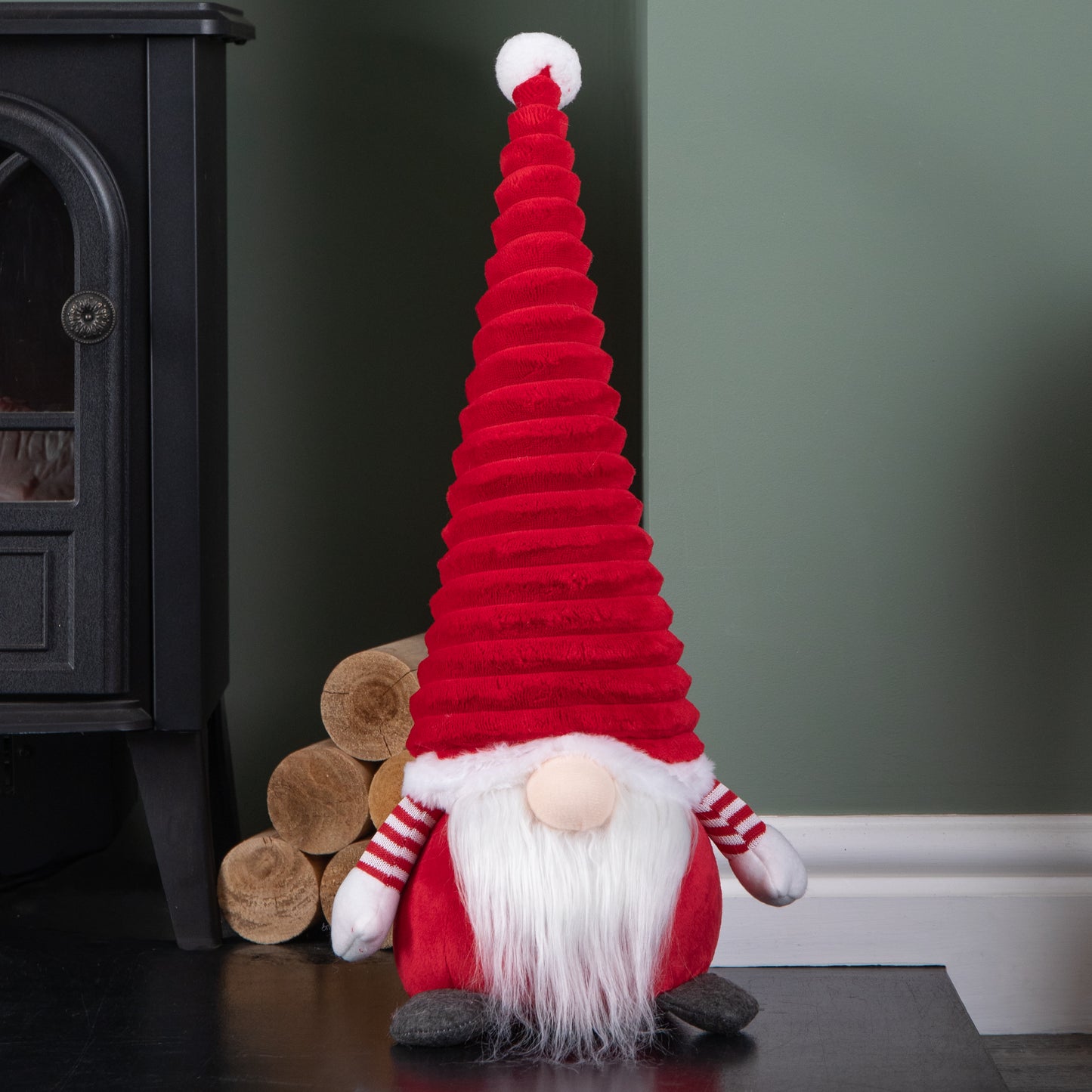 51cm Large Sitting Plush Christmas Gonk with Grooved Hat in Red