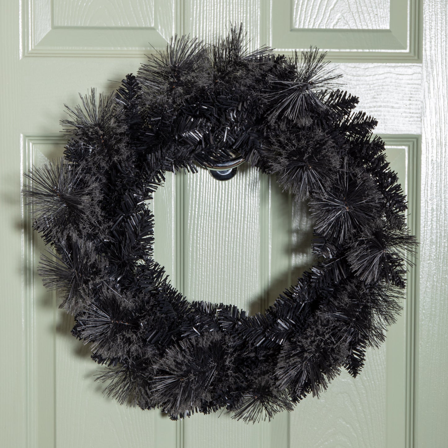 50cm Plain Black Tipped Hanging Christmas & Halloween Artificial Wreath