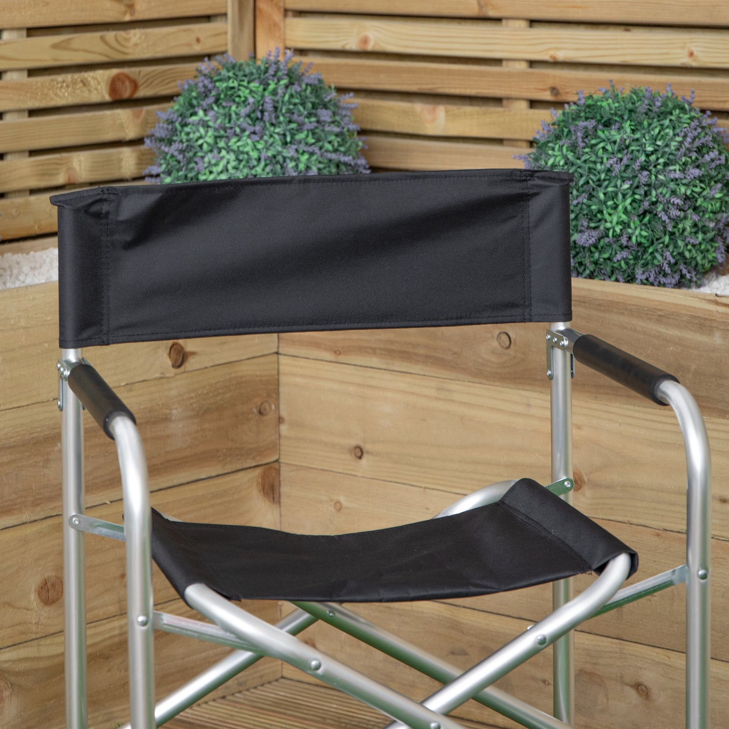 Outdoor Folding Garden Canvas Chair with Aluminium Frame in Black