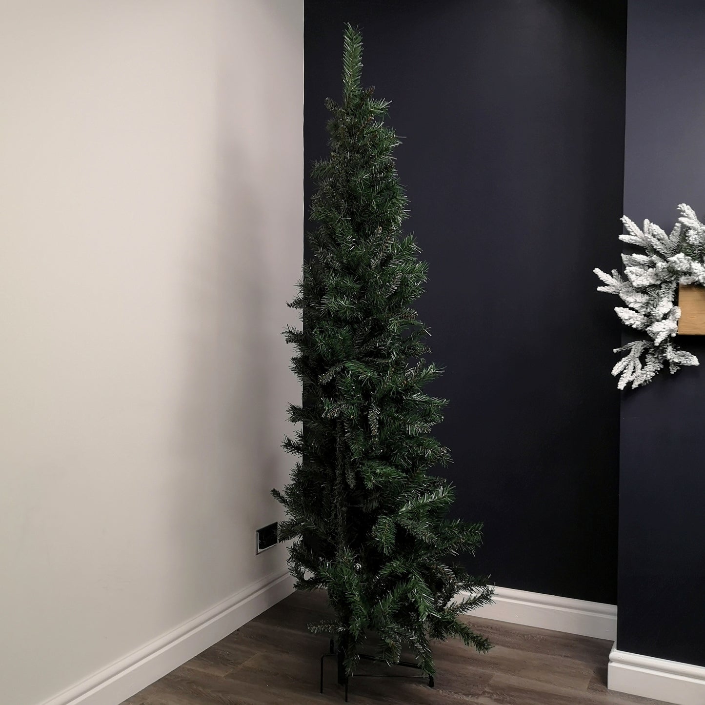 Factory Seconds: 6.5ft (2m) Dual Purpose Corner and Half Wall Artificial Plain Green Christmas Tree
