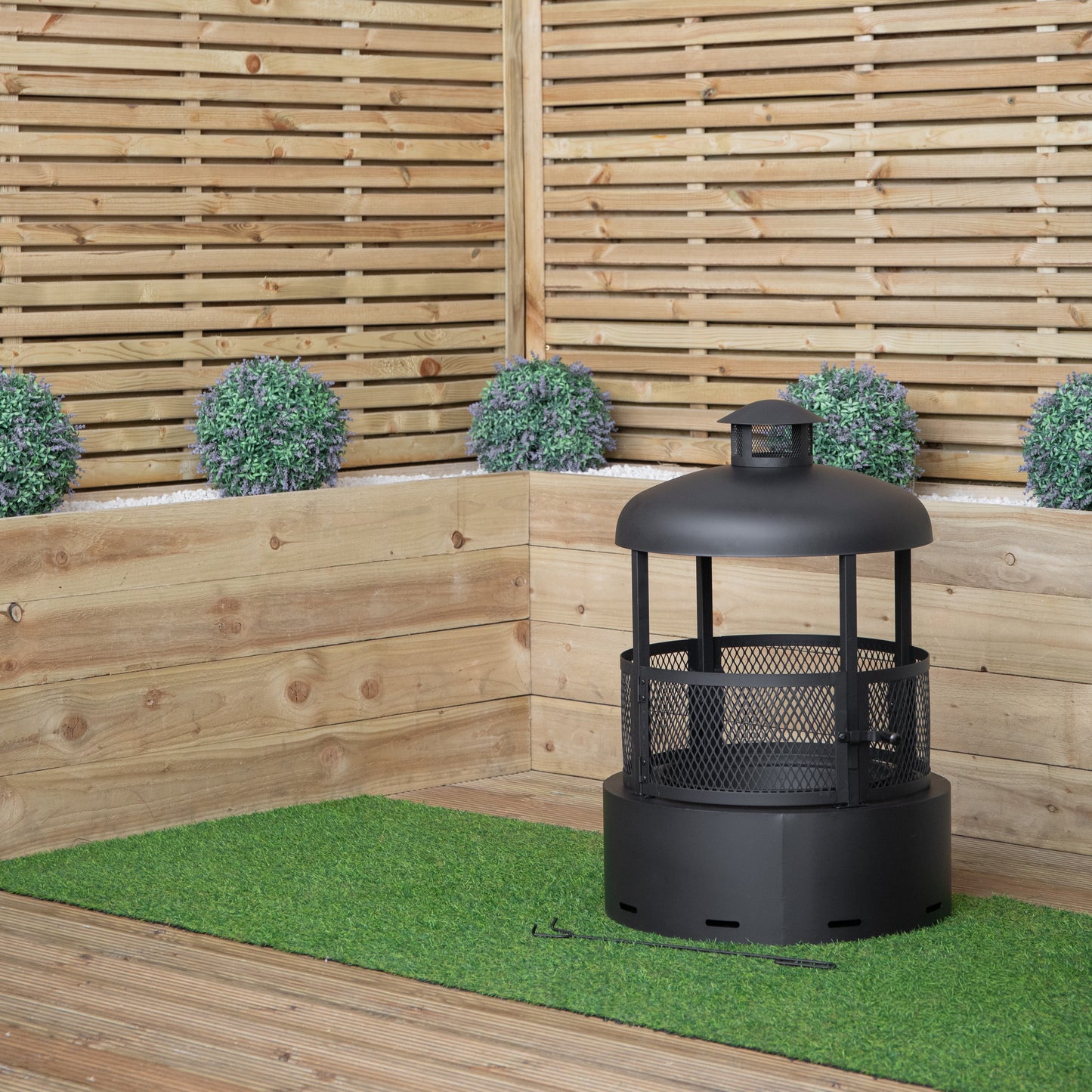 80cm Black Steel Firedancer Chiminea Fire Pit with Fire Poker