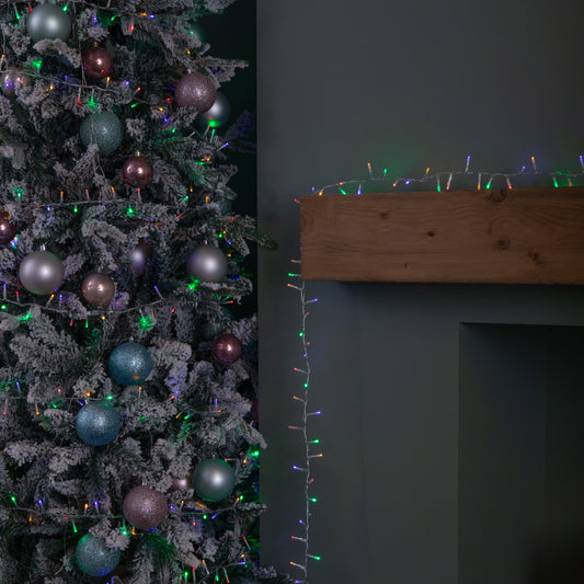 25m 1000 LED TreeBrights Christmas String Lights with Timer in Multi-Coloured on Clear Cable